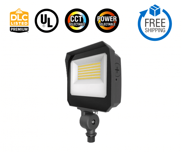 35/60/80W Tunable LED Flood Light, 35/40/50K CCT, AC120-277V, 0-10V Dimmable, Knuckle Mount