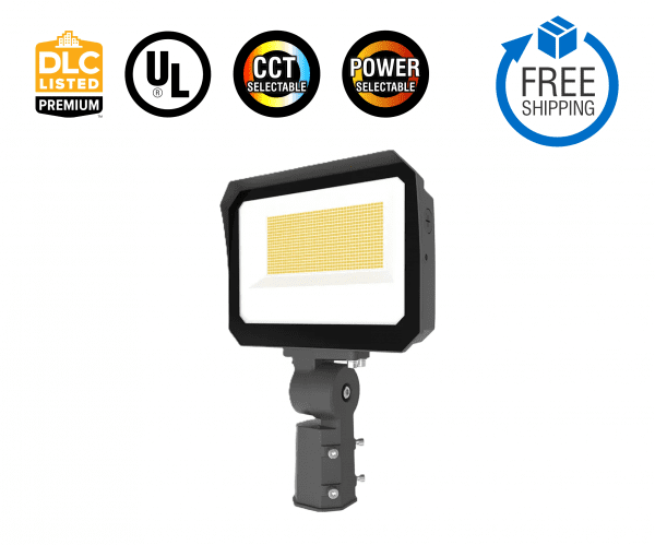 100/120/150W Tunable LED Flood Light, 35/40/50K CCT, AC120-277V, 0-10V Dimmable, Slip Fitter
