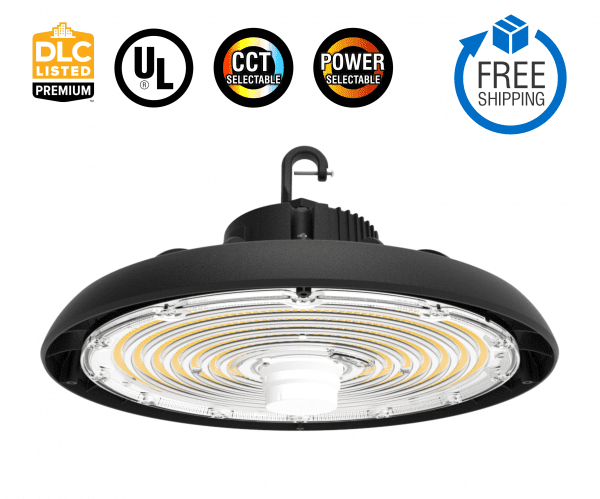 150/200/240W Selectable LED UFO High Bay Light Sensor Base 35/40/50K CCT AC120-277V