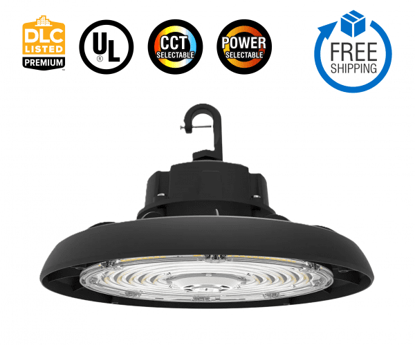 100/120/150W Selectable LED UFO High Bay Light Sensor Base 35/40/50K CCT AC120-277V