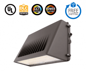 45/63/90W Selectable LED Full Cutoff Wall Pack Light 30/40/50K CCT AC120-277V 0-10V Dimmable PC Lens w/ Photocell