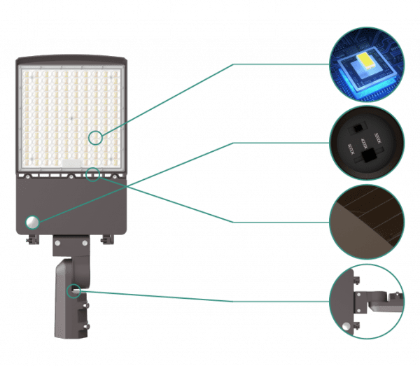 100W-150W Selectable LED Shoebox Light with Photocell AC120-277V - Image 3