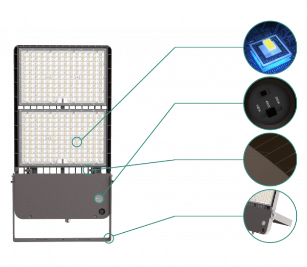 300W-500W Selectable LED Shoebox Light with Photocell AC120-277V - Image 3