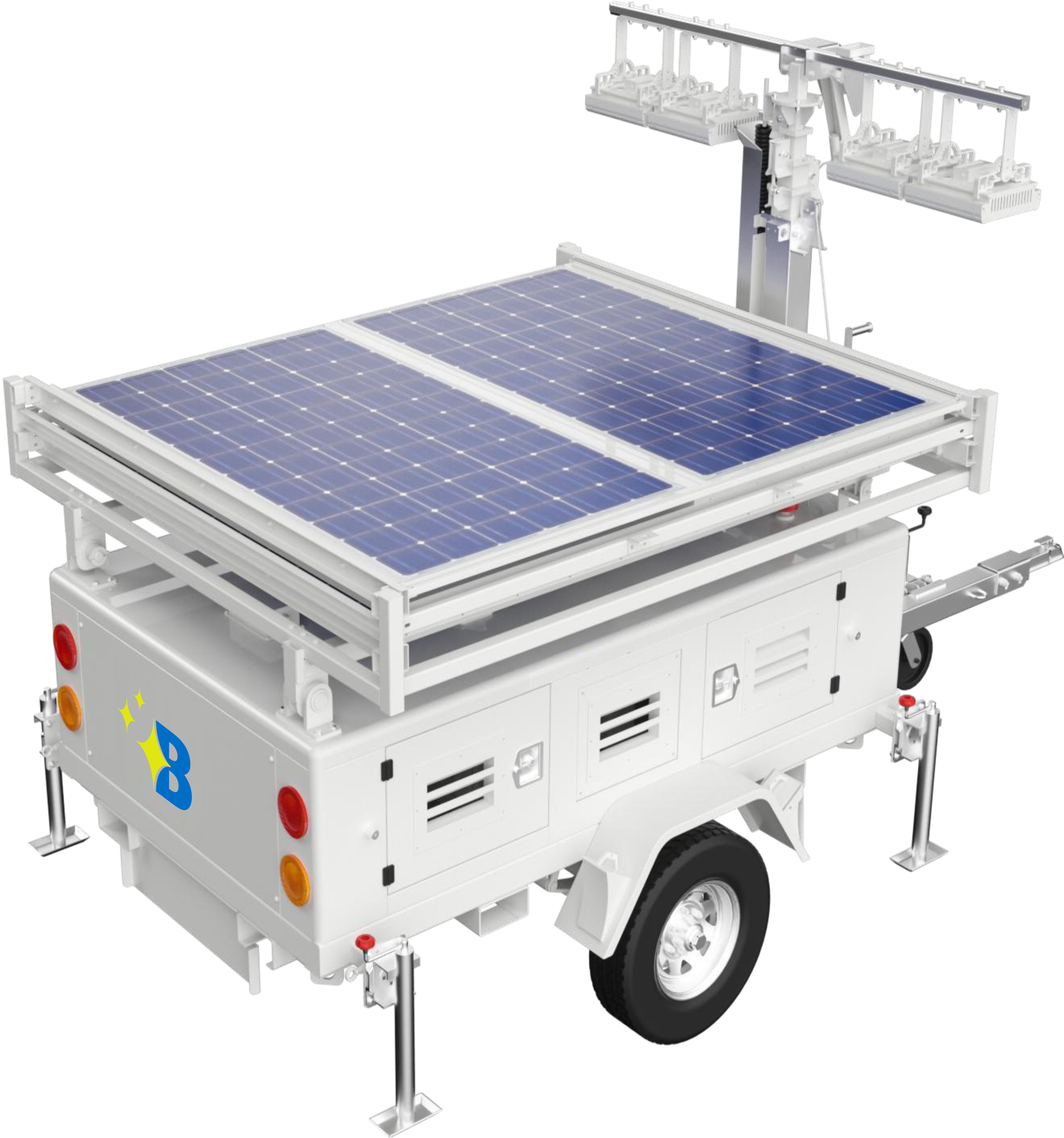 2880W Solar Powered Mobile LED Light Tower - HSL-2880B - Image 2